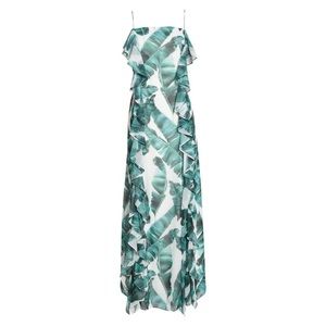 NORDSTROM PALM LEAF RUFFLE MAXI DRESS